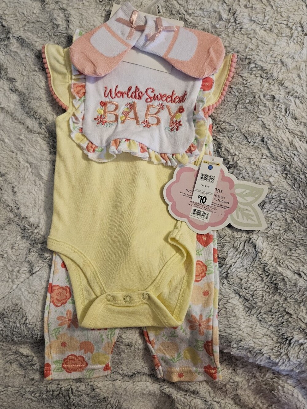 World's Sweetest Baby Yellow Floral One-Piece Set